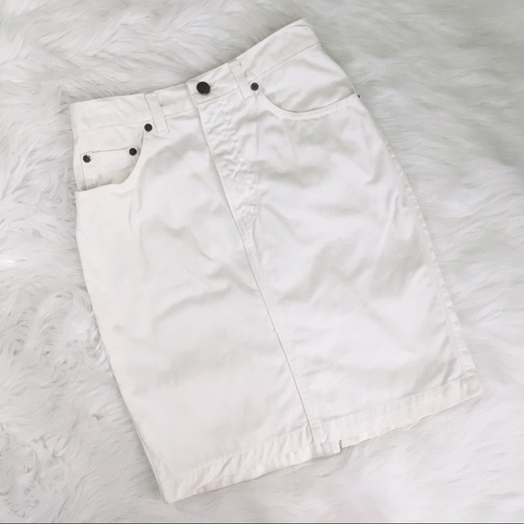 calvin klein white denim skirt